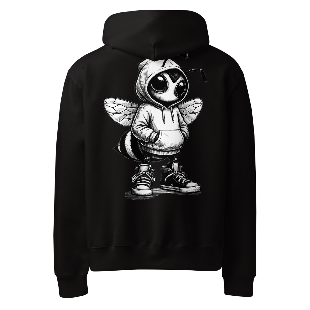 Der Hoodie von hinten mit großer Bee